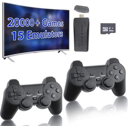 Wireless Retro Game Console, Nostalgia Stick Game Handheld Game Console with 20,000+ Games Built in and 9 Emulators Plug and Play Video Games for Tv