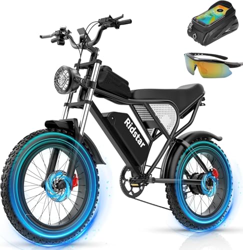 Electric Bike for Adults Q20, 2000/1500W, 37/30MPH,52V 40AH,48V/20AH E-Bike,30-180 Miles Electric Motorcycle, 20" Fat Tire Dirt Bike