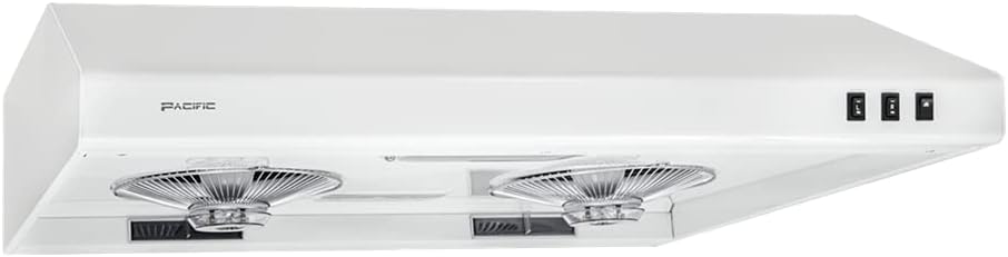 PACIFIC 30'' Economy Under Cabinet Range Hood, White, CFM550, 2-speed settings, rocker switch, Filter-less design