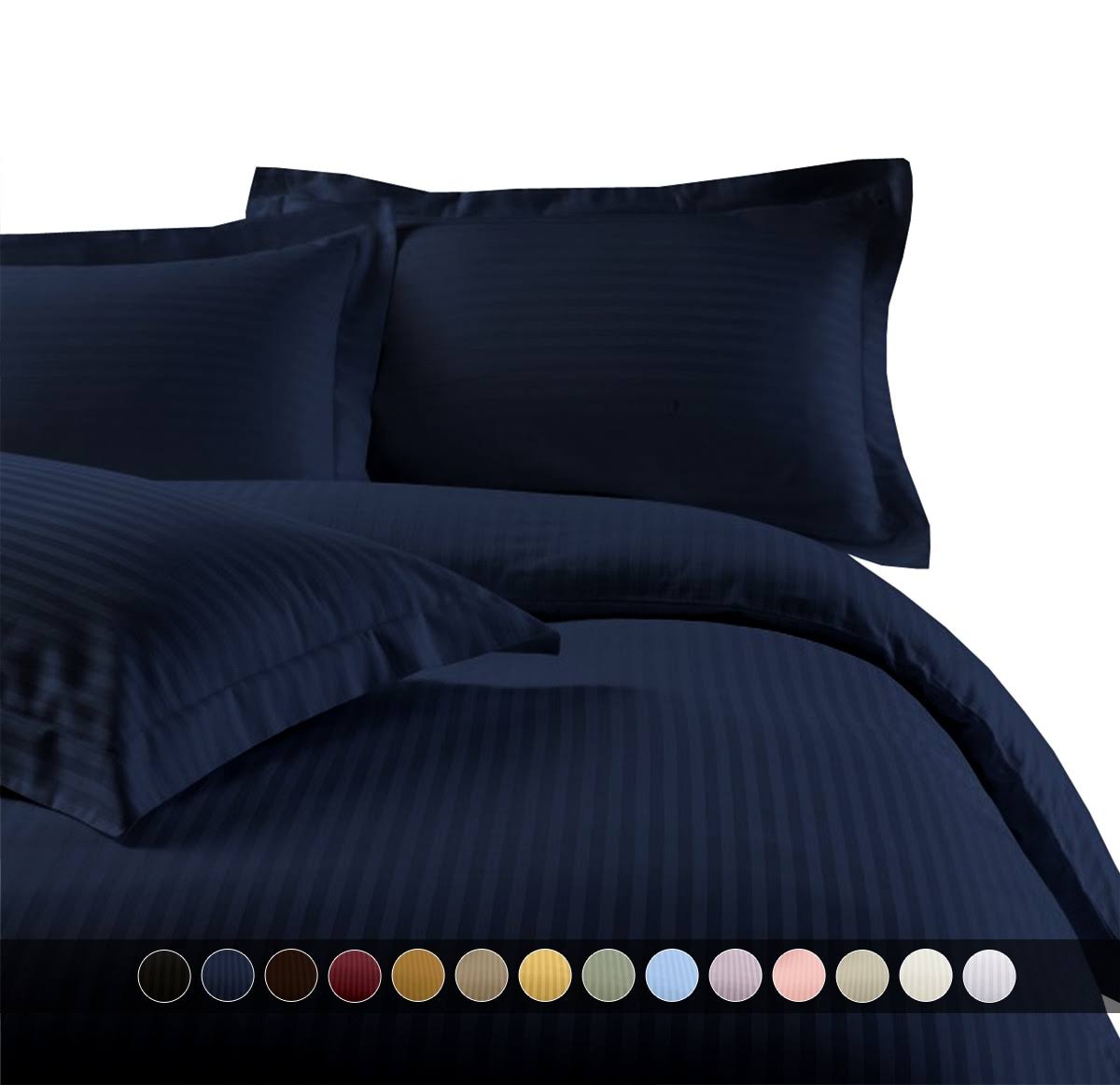 Striped Duvet Cover Set 100% Cotton 300 Thread Count King/Calking / Black