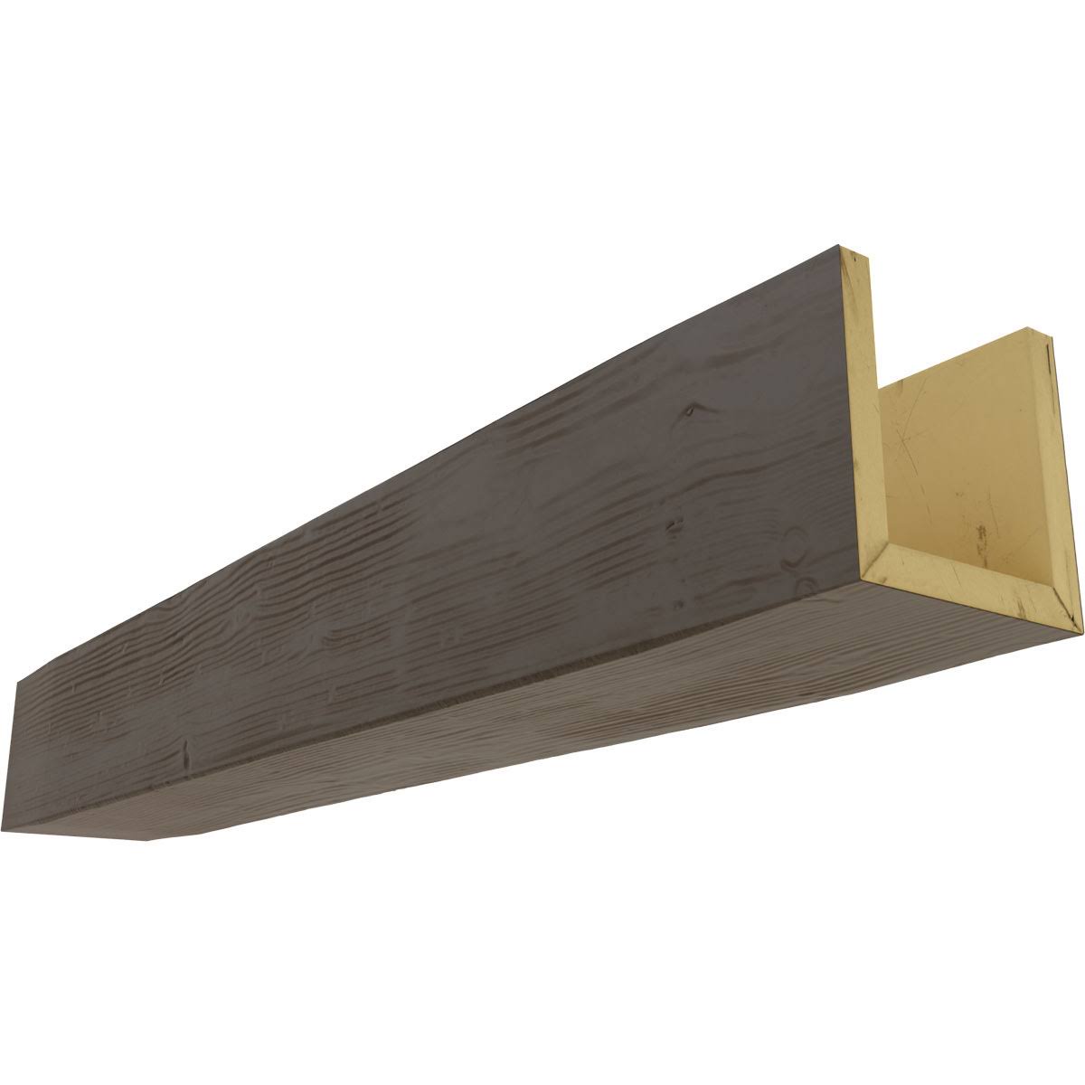 Ekena Millwork BMSD3C0060X060X144HD 6x22W x 6x22H x 12&L 3-Sided (U-beam) Sandblasted Endurathane Faux Wood Ceiling Beam, Natura