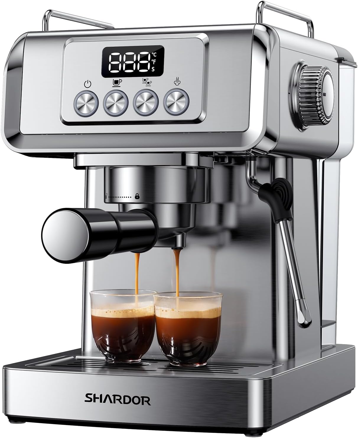 SHARDOR Espresso Machine 20 Bar, Stainless Steel Manual Latte & Cappuccino Maker with Milk Frother Steam Wand for Home, Temperature Display
