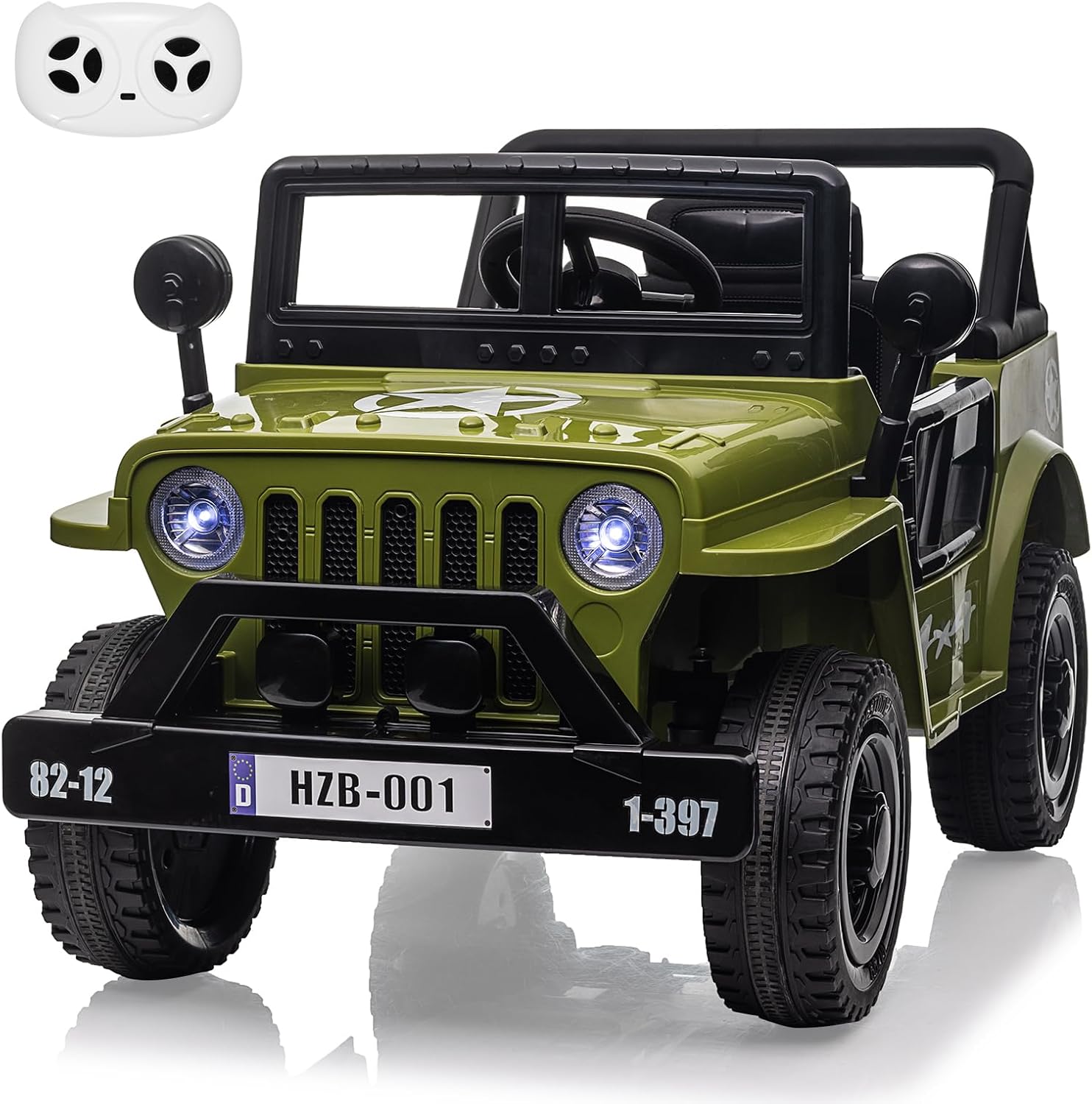 Ride on Truck Car, 12V Electric Ride on Car with Remote Control, MP3, LED Lights, Suspension System, Double Doors, Safety Belt