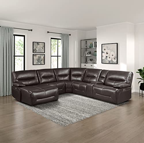 Lexicon Westby Power Modular Reclining Sectional Sofa, Right Side Chaise, Brown