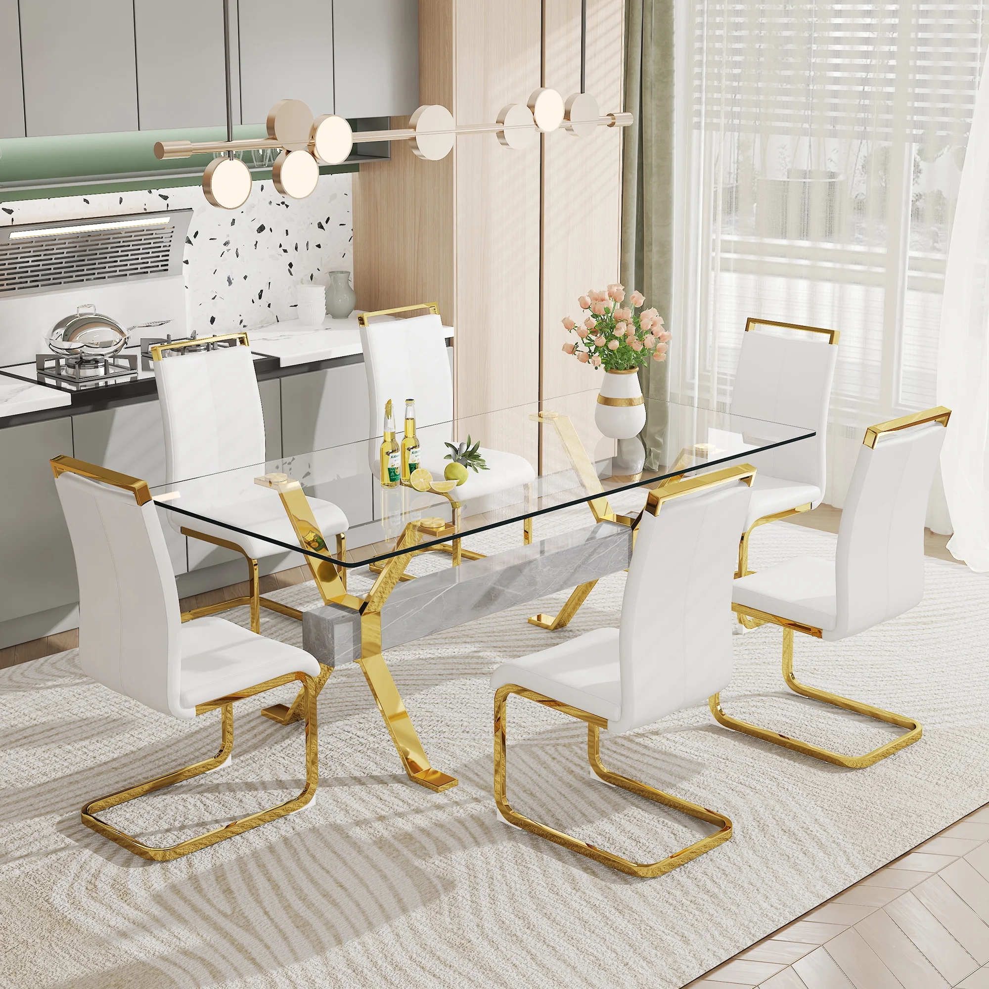 1 table and 6 chairs. Modern