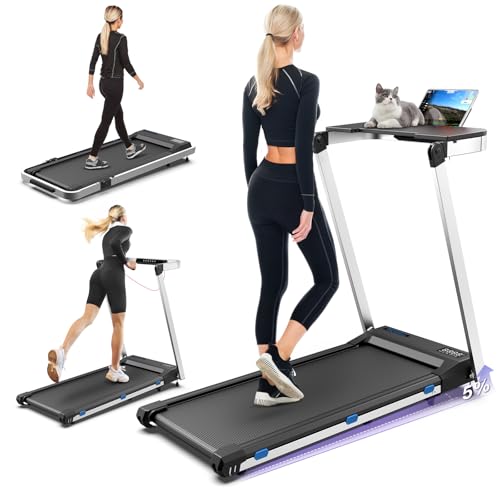 3 in 1 Foldable Treadmill with Desk Workstation - 3.0HP & 350 lb Capacity, Under Desk Treadmill with Incline for Home Small