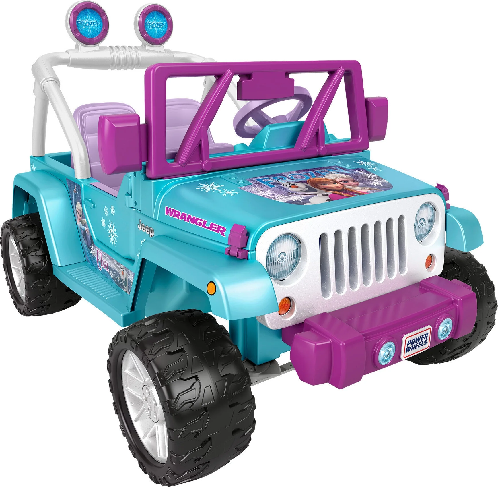 12V Power Wheels Disney Frozen Jeep Wrangler Battery-Powered Ride-On Toy Vehicle for Child Ages 3-7