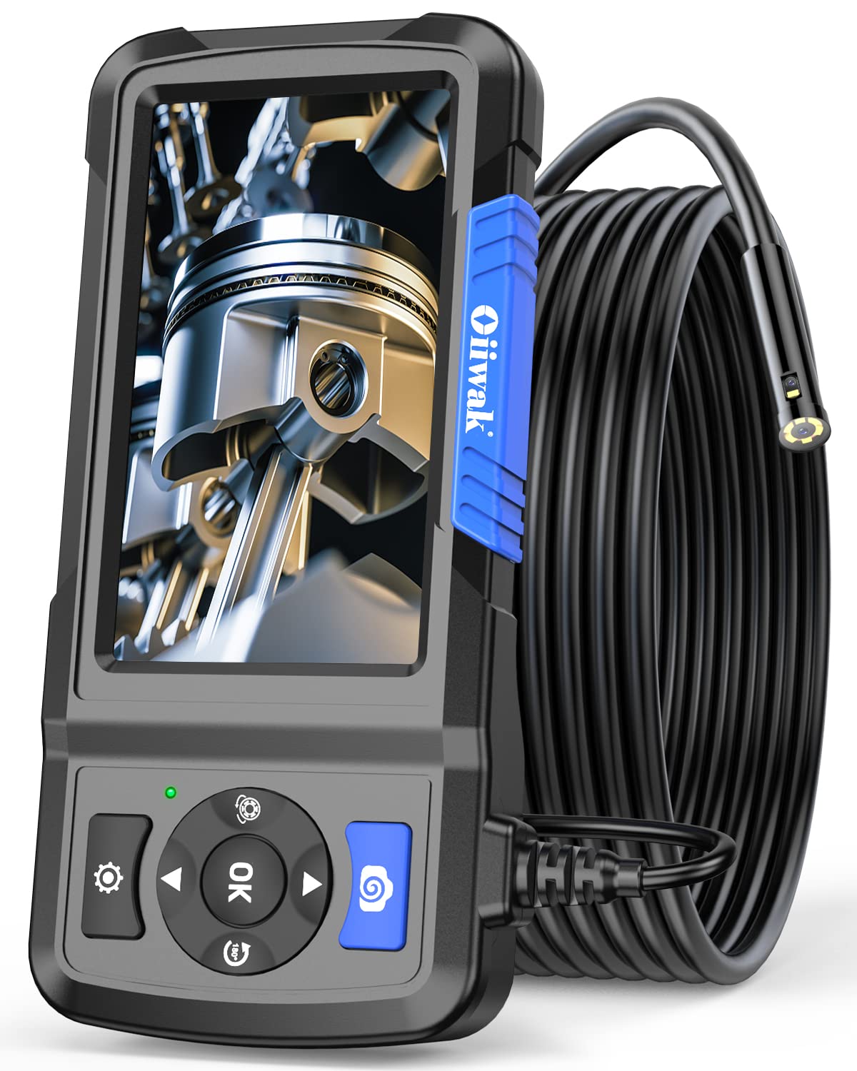 Oiiwak Dual Lens Industrial Endoscope 1080P Digital Borescope Inspection Camera with Light IP67 Waterproof Drain Snake Camera 4.5 Screen HAVC Duct