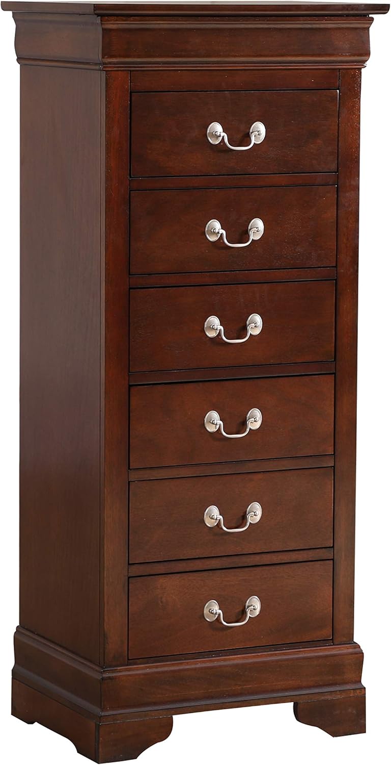Glory Furniture Louis Phillipe 7 Drawer Lingerie Chest in Cappuccino