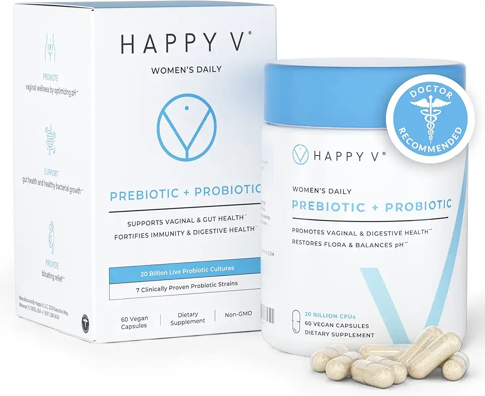 Happy v Dr. Formulated Vaginal Probiotics for Women, Clinically Proven Womens Probiotic for Vaginal Health & pH Balance Complex