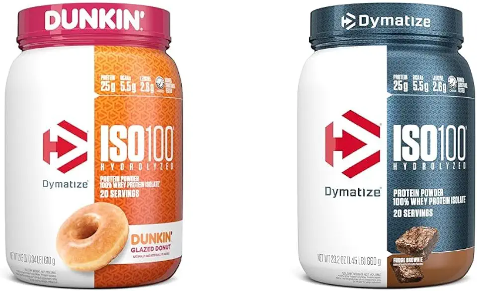 Dymatize ISO100 Hydrolyzed Protein Powder, 100% Whey Isolate, Dunkin' Glazed Donut Flavor, 20 Servings & ISO100 Hydrolyzed Protein Powder