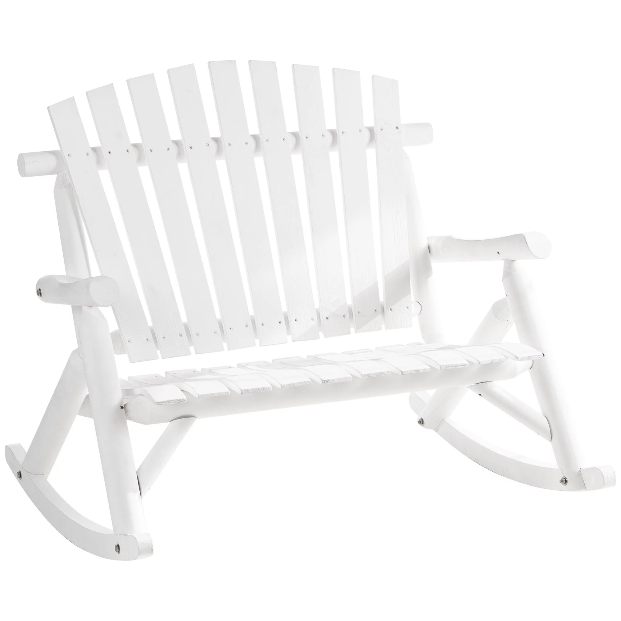Outsunny 2-Person Wood Rocking Chair, Adirondack Rocker