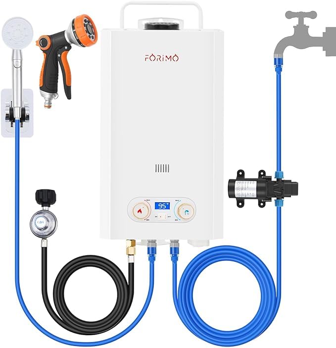 Tankless Water Heater Propane,2.64GPM 10L Outdoor Portable water heater,with 2 GPM Water Pump