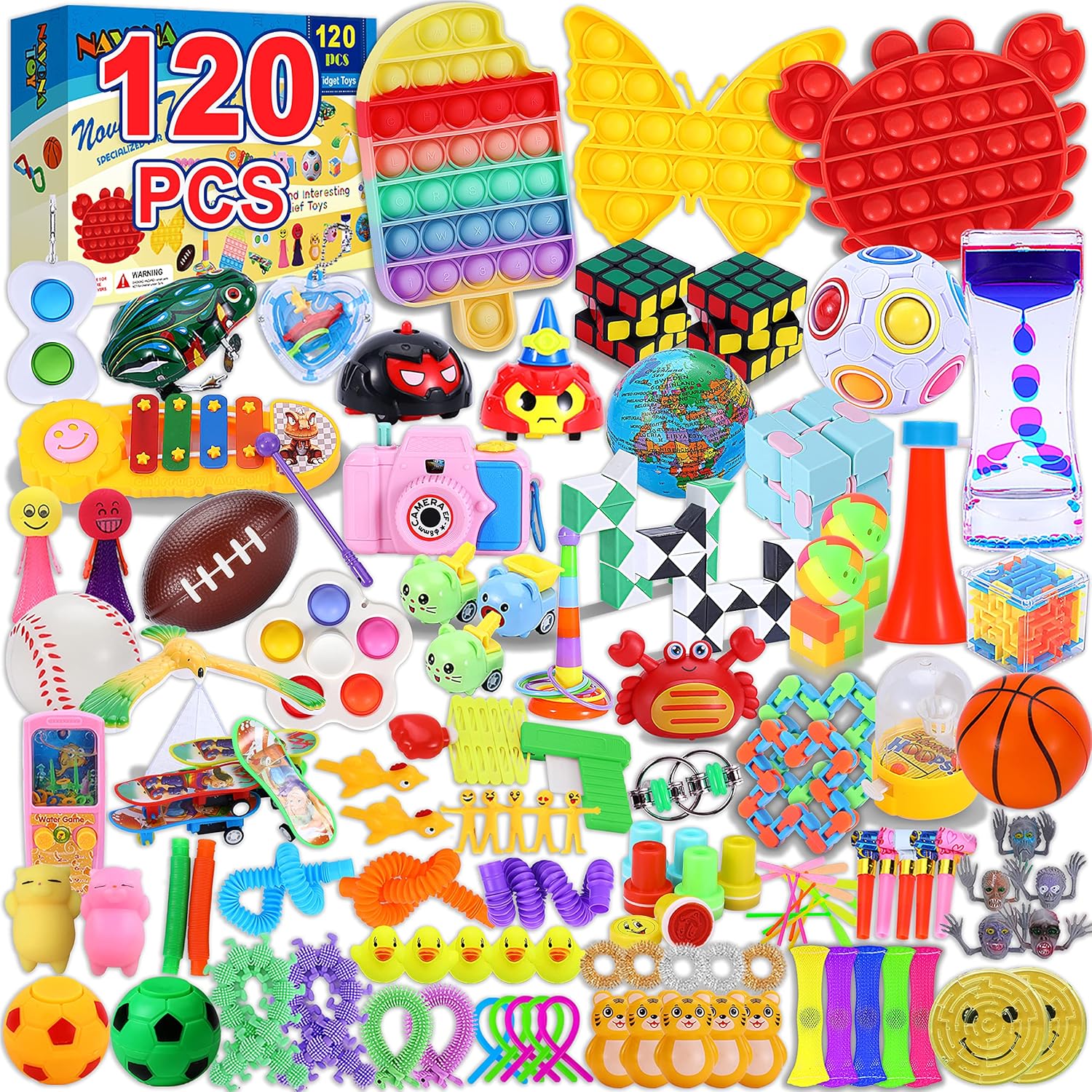 120Pcs Fidget Toy Pack, Stress&Anxiety Relief Tools Bundle Fidget Toys Set for Kids Adults, Sensory Fidget Pack, Autistic ADHD Toys