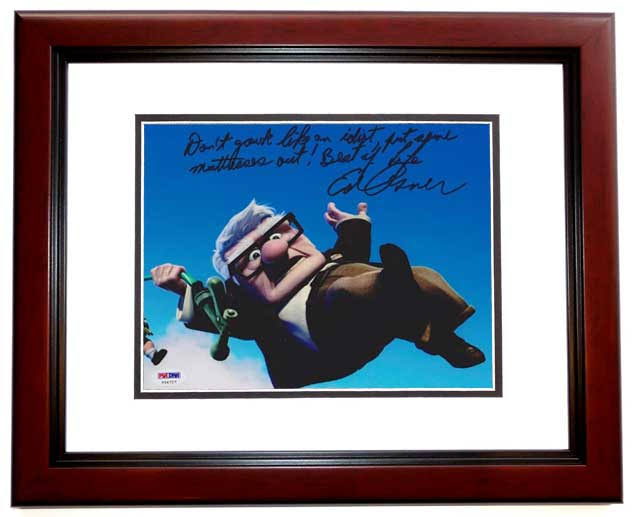 Real Deal Games Ed Asner Autographed Up 8x10 Photo Mahogany Custom Frame with PSA/DNA authenticity and Long Inscription EAsne