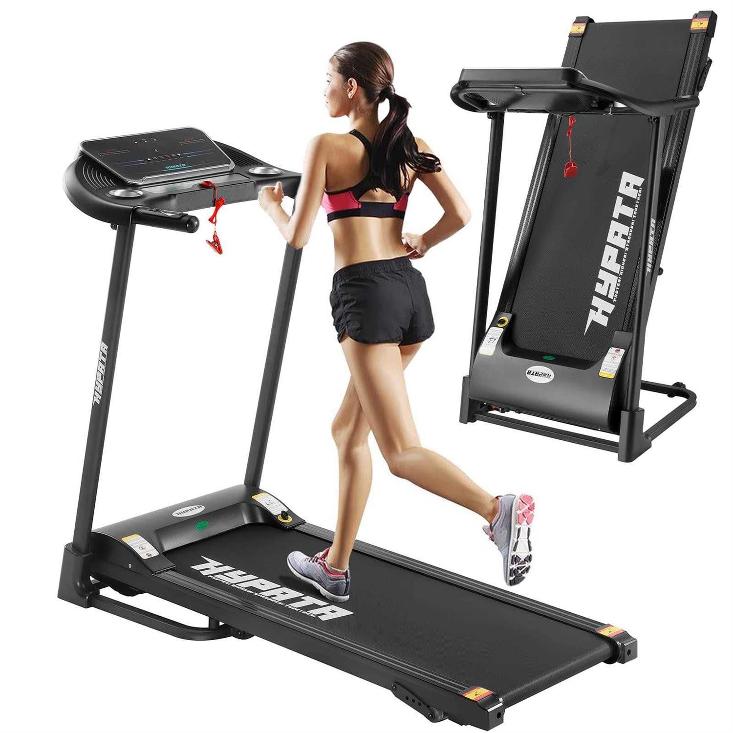 HYPATA Treadmill 300 lb capacity,Max 2.5 HP Folding Treadmills for Running and Walking Jogging Exercise with 12 Preset Programs