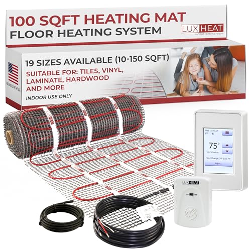 150 Sqft Mat Kit, 120v Electric Radiant Floor Heating System for Under Tile, Stone and Laminate. Includes Alarm, Heated Floor Mat