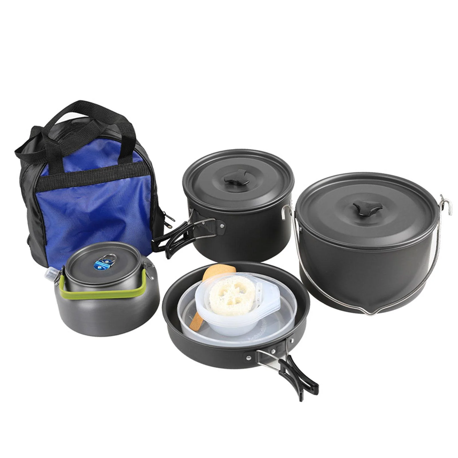 Camping Cookware Mess Portable Folding Cooking Set Teapot and Pan Aluminum for Hiking, Camping, Picnics, and Overnight Trips
