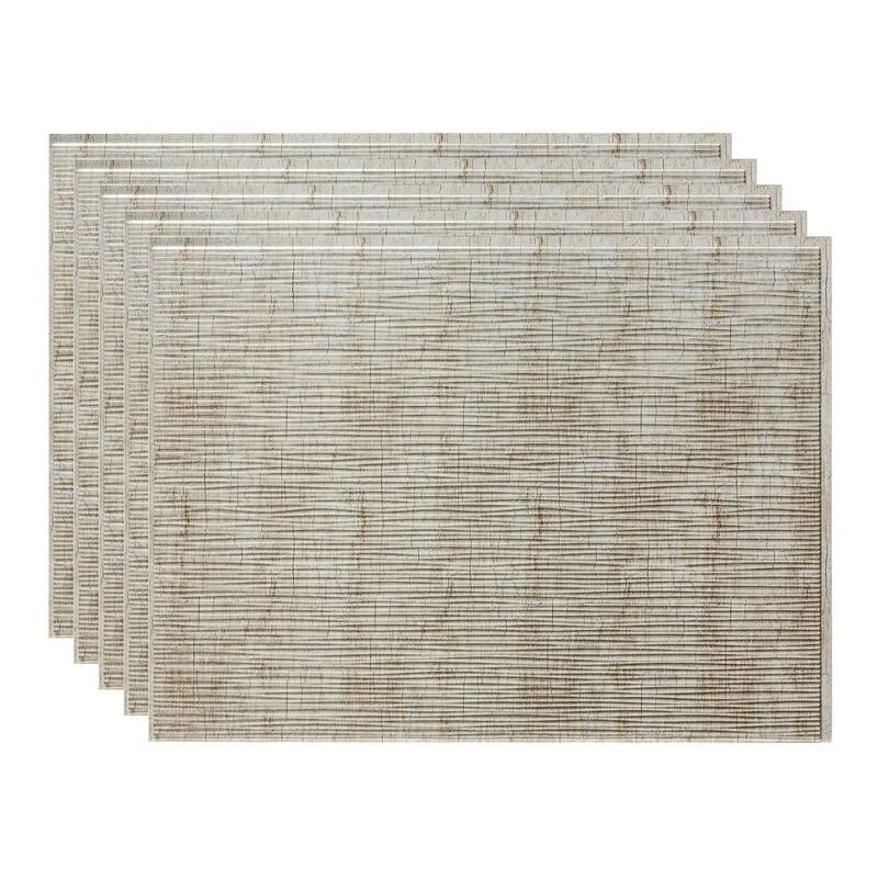 Fasade Ripple Vintage Metal Backsplash Panel 15 Sq ft Kit, Silver