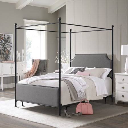 Copper Grove Kaoma Bronze Canopy Bed Set (Matte Black/Gray - Queen)