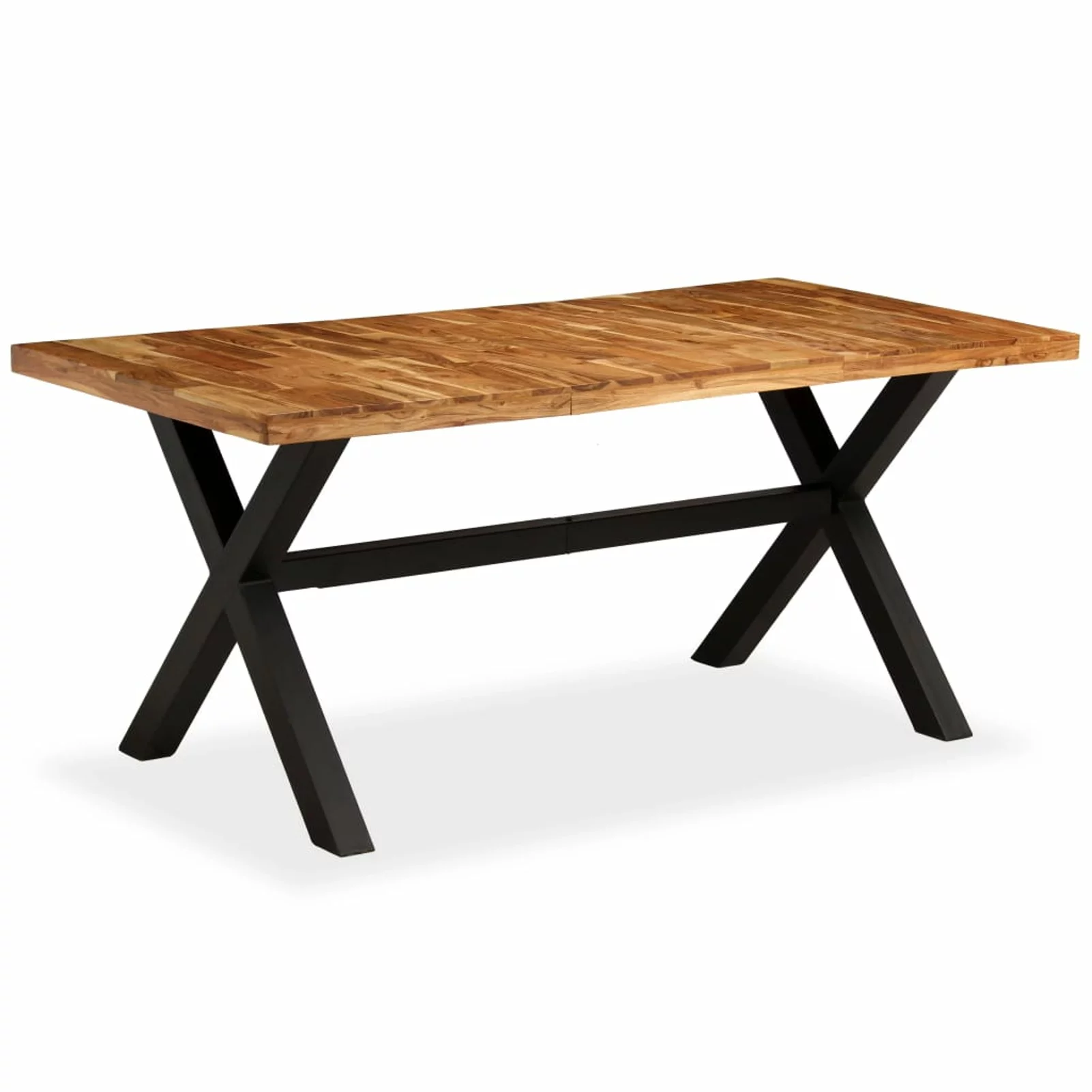 Dcenta Wooden Dining Table with Acacia Mango Wood Tabletop Steel Legs Breakfast Table for Dining Room, Kitchen, Living Room, Cafe