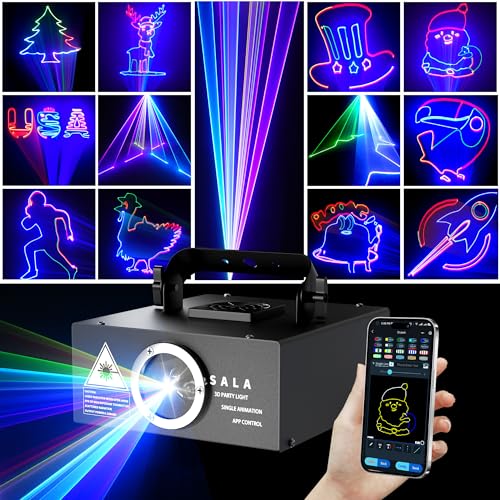 DJ Laser Light with App Control, 3D Animation Laser Projector for Party, Supports Custom Drawings, Text Playback, Personalized Programming