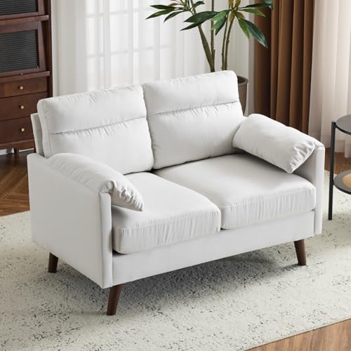 Karl home Mini Loveseat Sofa Couch, 48.8" Small Loveseat with Suede Nap Upholstery for Living Room, Comfy Seating Love Seat for Small Space