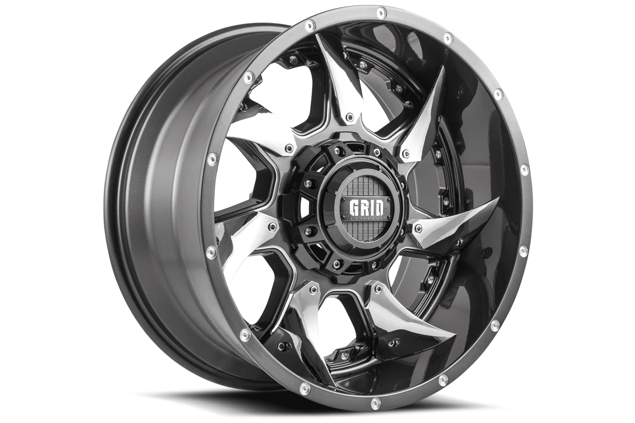 Grid Custom Wheel for 17x9 Inch Gloss Graphite Milled w/ Chrome 1179655G18