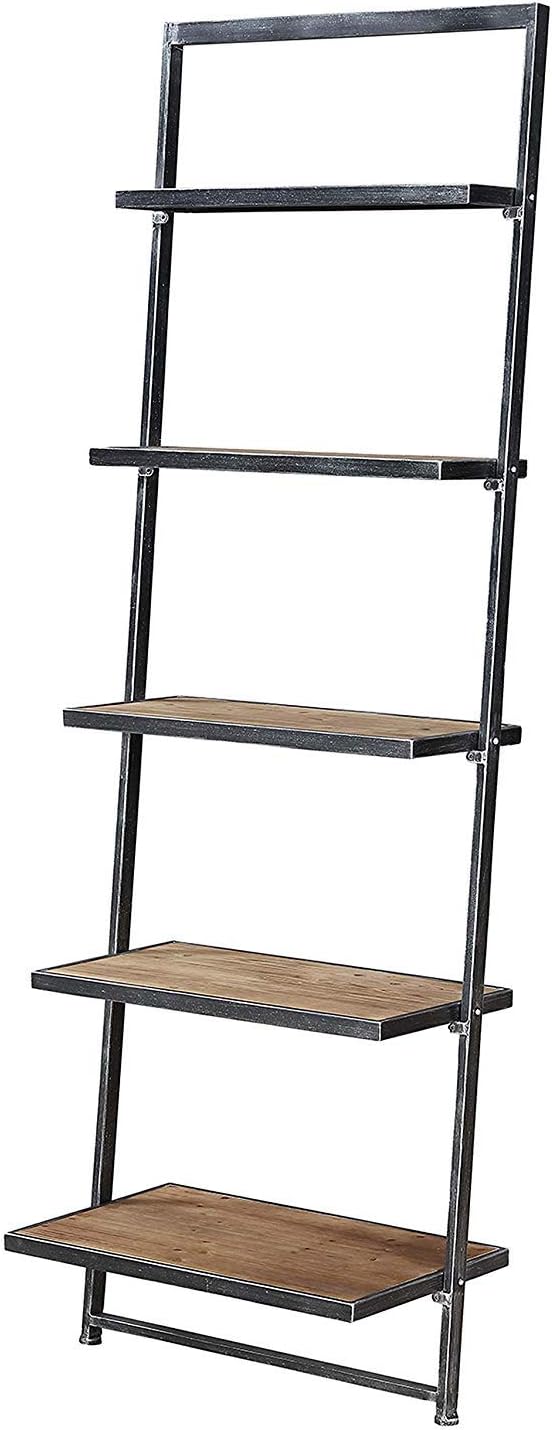 Convenience Concepts Laredo 5 Tier Ladder Bookcase / shelf, Natural / Antique Black Frame
