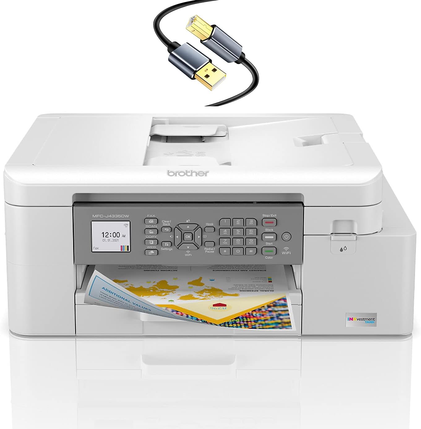 Brother INKvestment Tank MFC-J4335DWB Wireless Color All-in-One Inkjet Printer, Silver - Print Copy Scan Fax - 20 ppm, 4800 x 1200 dpi