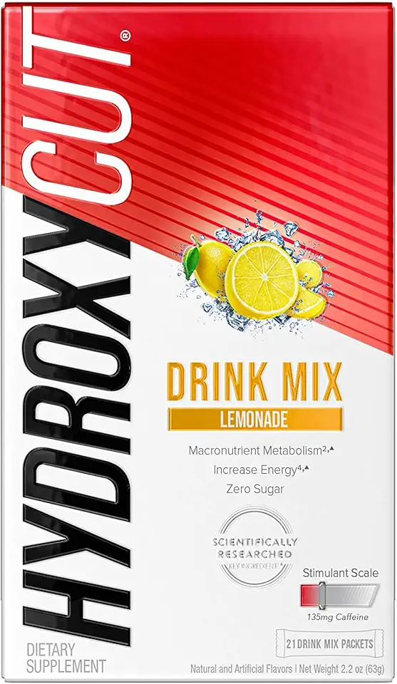 Hydroxycut Drink Mix, Lemonade - 21 Travel-Size Packets - Zero Calories or Sugar - Boost Metabolism, Burn Calories, Increase Energy