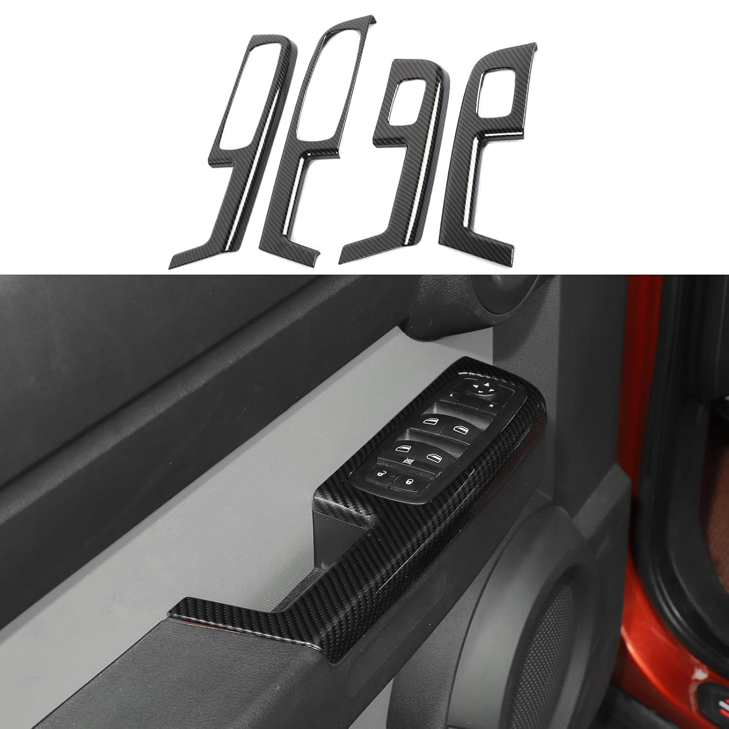 Jimen for 2007-2012 Dodge Nitro Window Lift Switch Panel Cover Trim (Carbon Fiber)