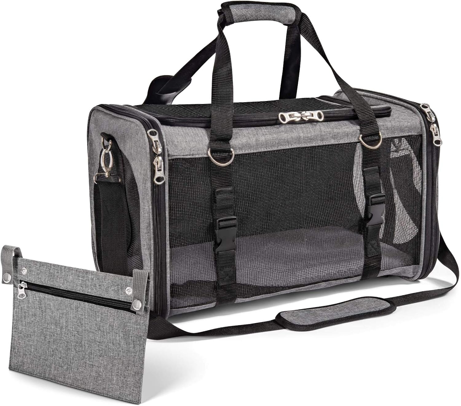 Mr. Peanut's Airline Approved Soft Sided Pet Carrier - Parisian Series Travel Tote with Premium Self Locking Zippers - Faux Fleece Bedding