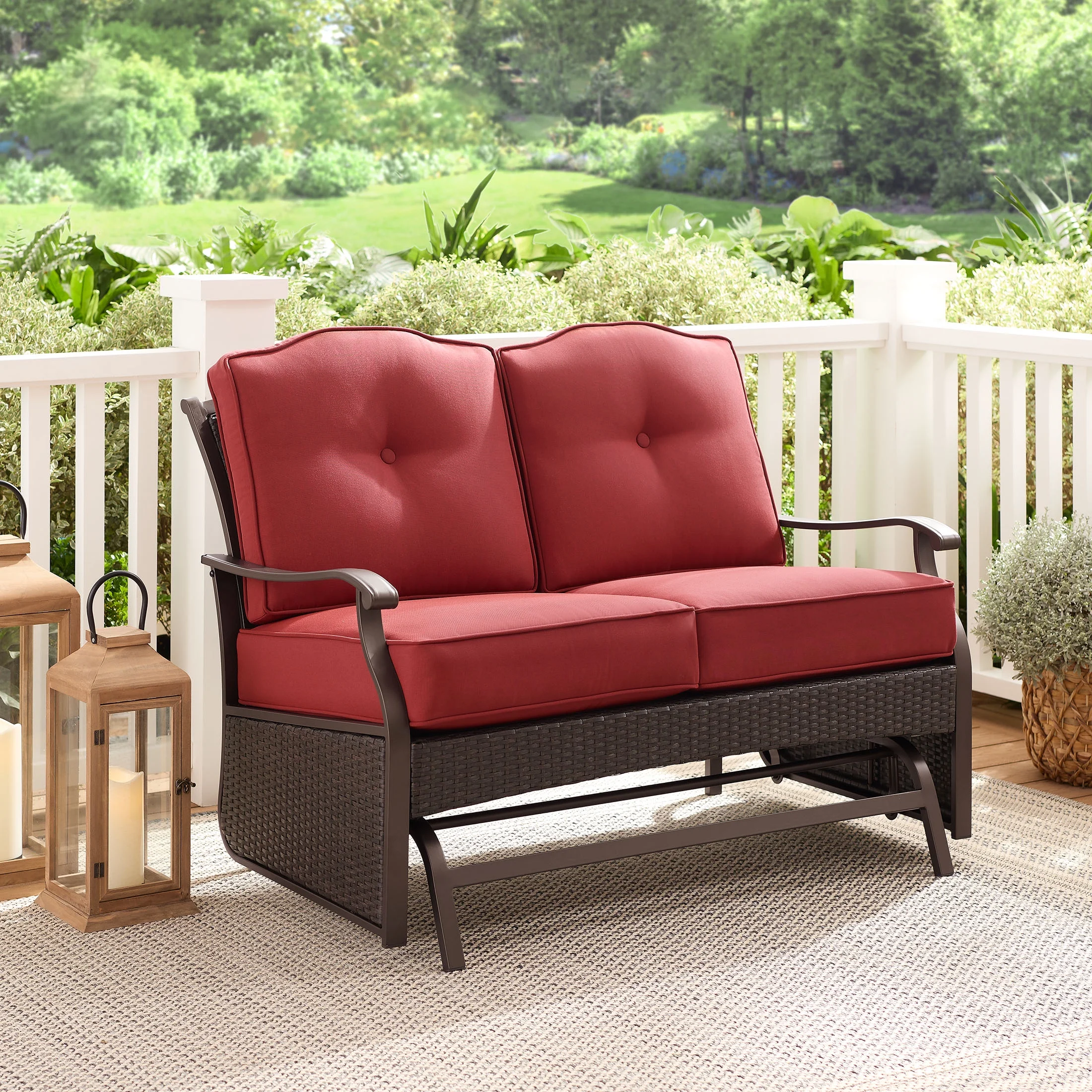Better Homes & Gardens Providence Steel Outdoor Glider Loveseat - Red