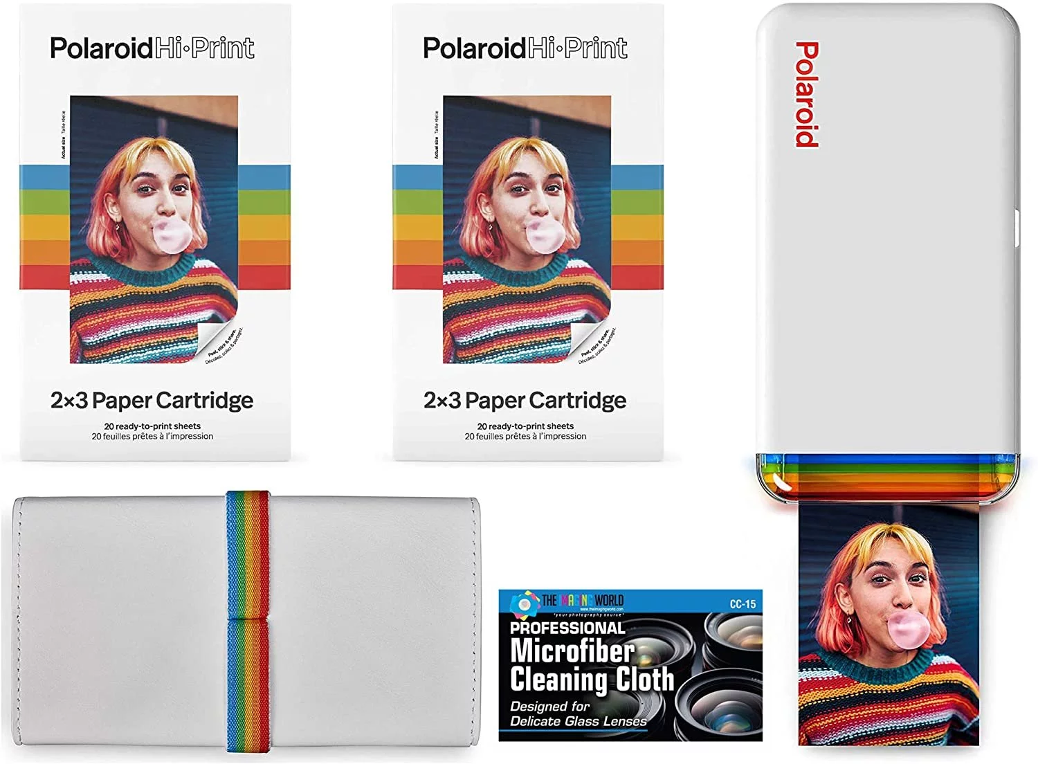 Polaroid Hi-Print - Bluetooth Connected 2x3 Pocket Phone Photo Printer with 2 Polaroid HiPrint 2x3 Paper Cartridges 40 Sheets