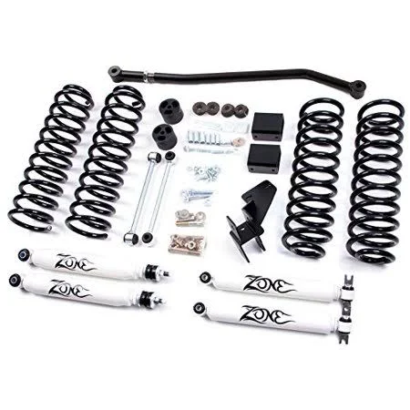 Jeep 4x22 JK Wrangler Unlimited Full Suspension Lift Kit Zone Offroad 4 Door w/Black Nitro Shocks J15N