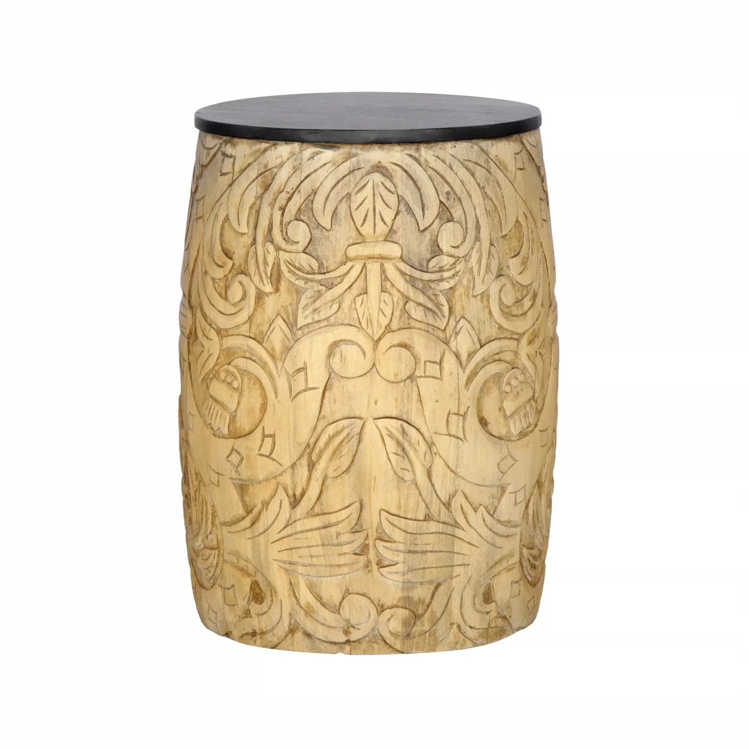 Coast to Coast Luna Transitional Solid Mango Wood Round Drum End Table