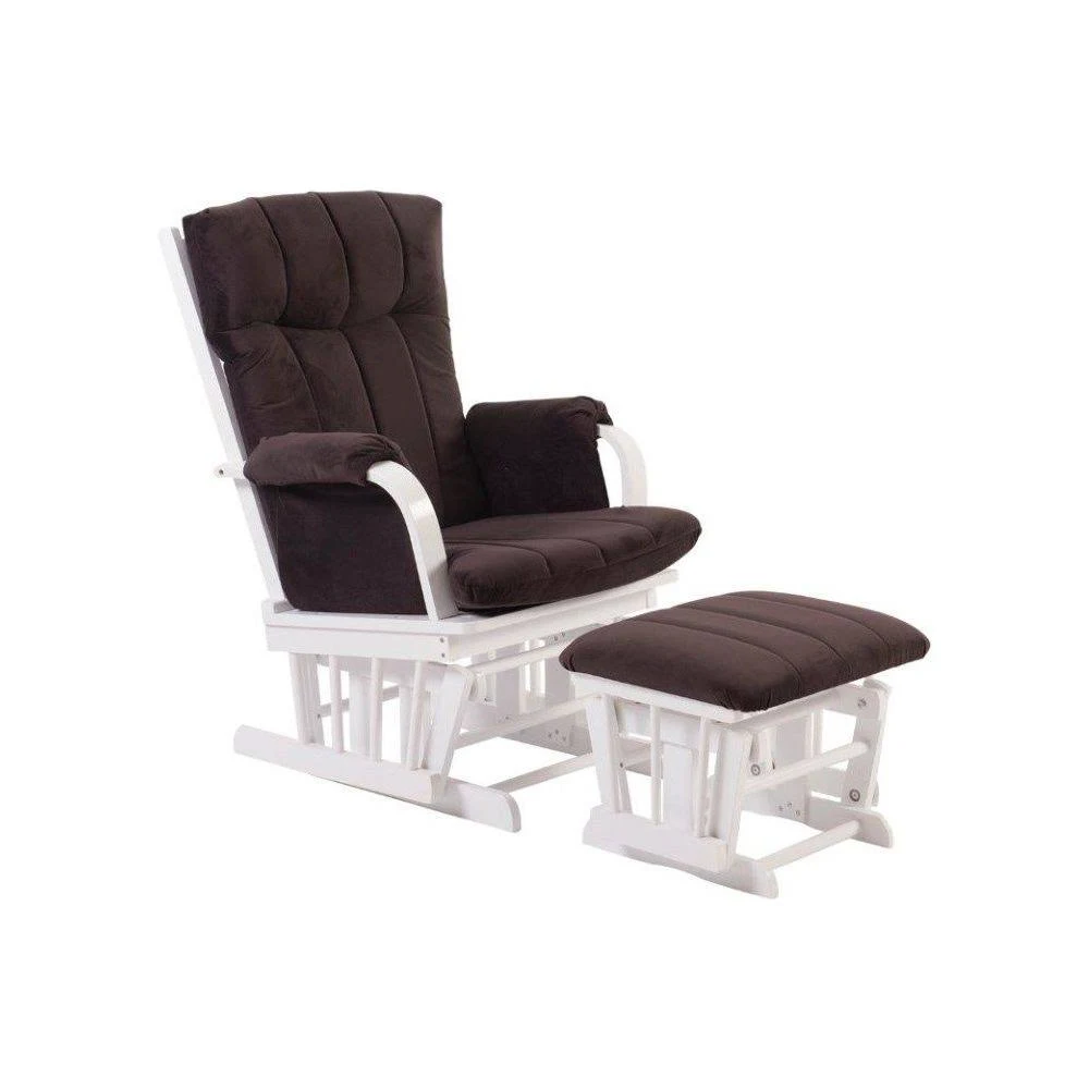 Artiva USA Home Deluxe Glider and Ottoman, Brown/White