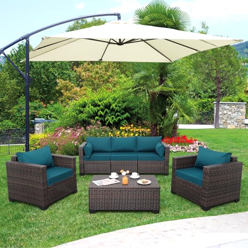 Valita Patio Rattan Furniture Set 4-Piece Outdoor PE Wicker Conversation Couch