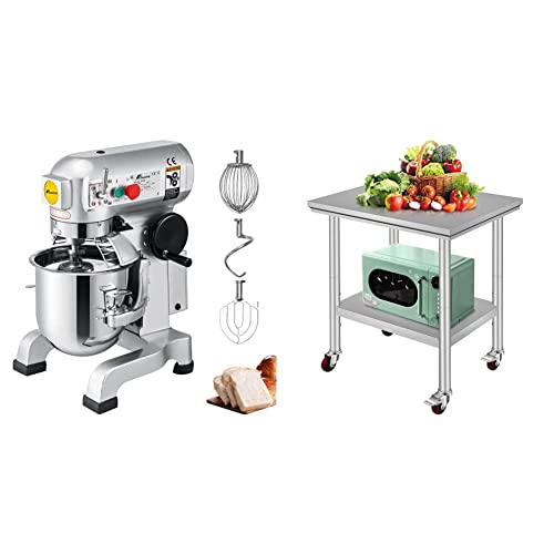 Happybuy Commercial Food Mixer 3 Speeds Adjustable Heavy Duty 110V with Stainless Steel Bowl Dough Hooks Whisk Beater Premium for Schools Bakeries