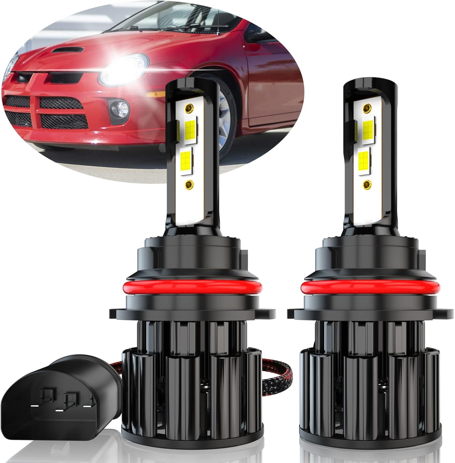 Fit For 1995-2003 2004 2005 Dodge Neon LED Headlights, 9007 High Low LED Headlight Bulbs, 60W 10000LM 6000K Cool White Super Bright, Waterproof IP67