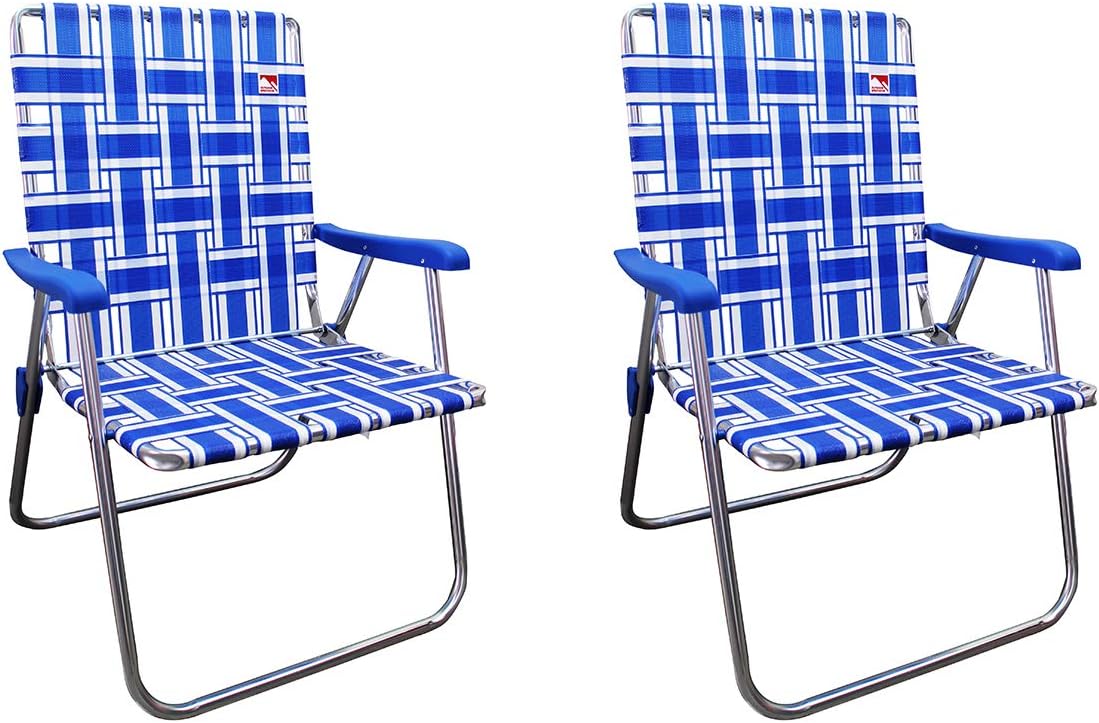 Outdoor Spectator (2-Pack) Classic Reinforced Aluminum Webbed Folding Lawn/Camp Chair (Blue)