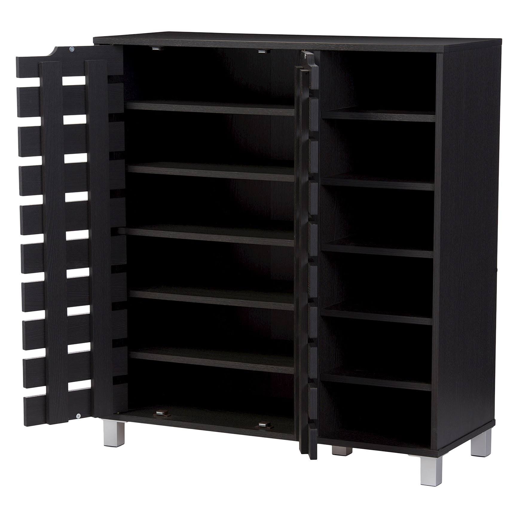 Baxton Studio Shirley 2 Door Shoe Cabinet, Dark Brown