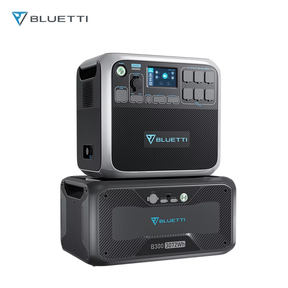Bluetti Portable Power Station AC200P, With B300 3072Wh Expansion Battery,2000Wh Capacity Solar Generator, for Outdoor Camping, RV Travel, Home Use