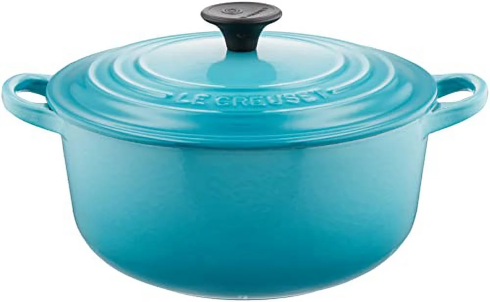 [Recipe Book Included] Le Creuset Casting Enamel Pot Two-handed Pot Anhydrous Pot Iron Pot Cocotte Rondo 20 cm Caribbean Blue Gas IH Oven Dishwasher