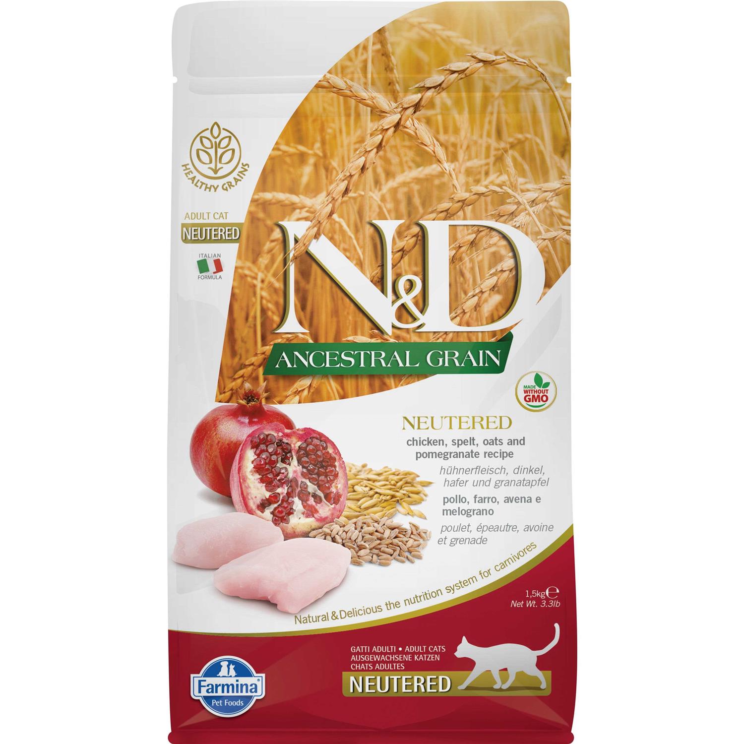 Farmina N&amp;D Ancestral Grain Chicken &amp; Pomegranate Neutered Dry Cat Food - Pet Supplies online store