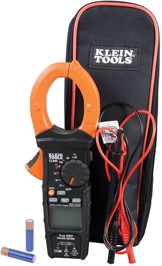Klein Tools CL900 Digital Clamp Meter, Auto Ranging TRMS, AC/DC Voltage/Current, 2000A, LoZ , Continuity, Frequency, NCVT, Temp, More, 1000V