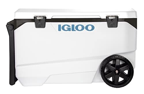 Igloo Marine Ultra 90 QT Cooler, Insulated Cooler Chest with Soft Ride Wheels, Leak-Proof Outdoor Hard Cooler, 5-Day Ice Retention, 137 Can Capacity