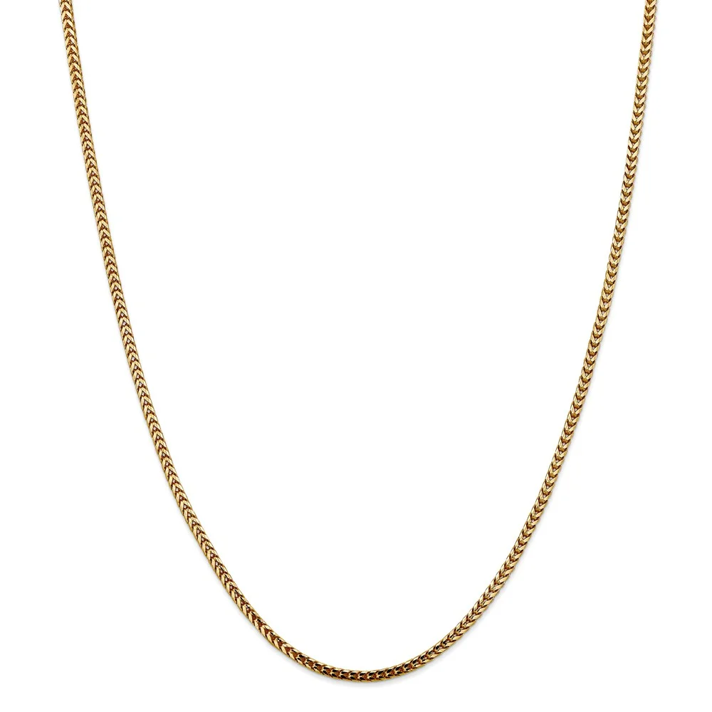 Real 14kt Yellow Gold 2.5mm Franco Chain; 20 inch; Lobster Clasp; for Adults and Teens; for Women and Men