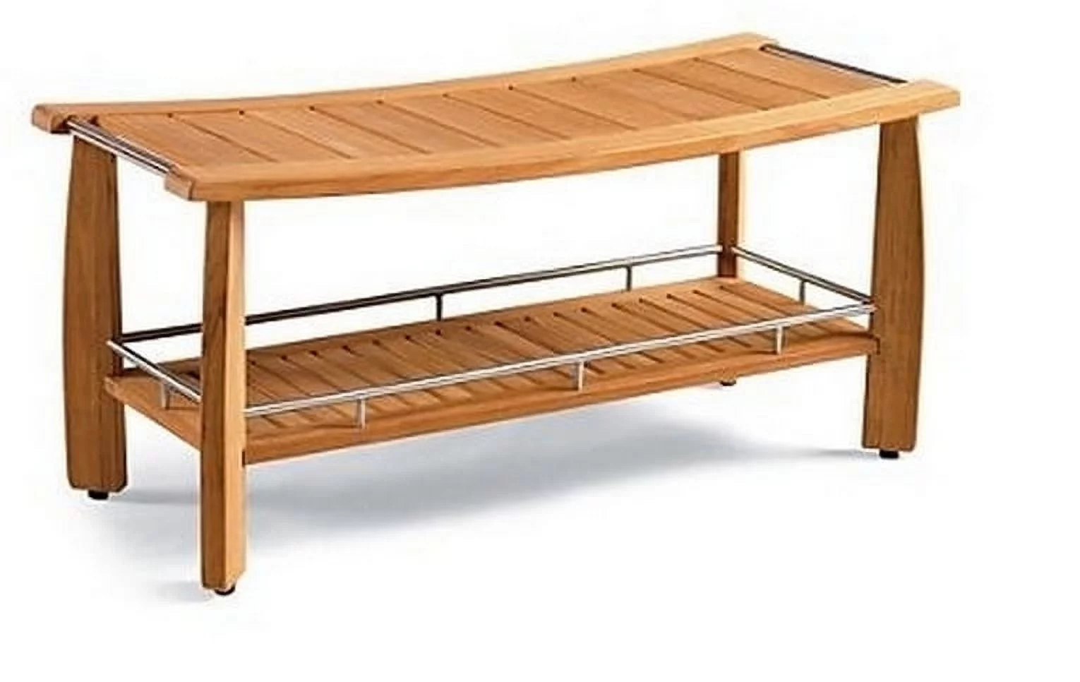 WholesaleTeak Outdoor Patio Grade-A Teak Wood Luxurious Outdoor Garden 42" Estate-size Teak double Shower Backless Bench #WMAXSBES